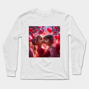 Toddlers celebrating Valentines day Long Sleeve T-Shirt